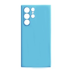 Capa de Silicone com Moldura de Câmera para Samsung Galaxy S23 Ultra Azul Claro